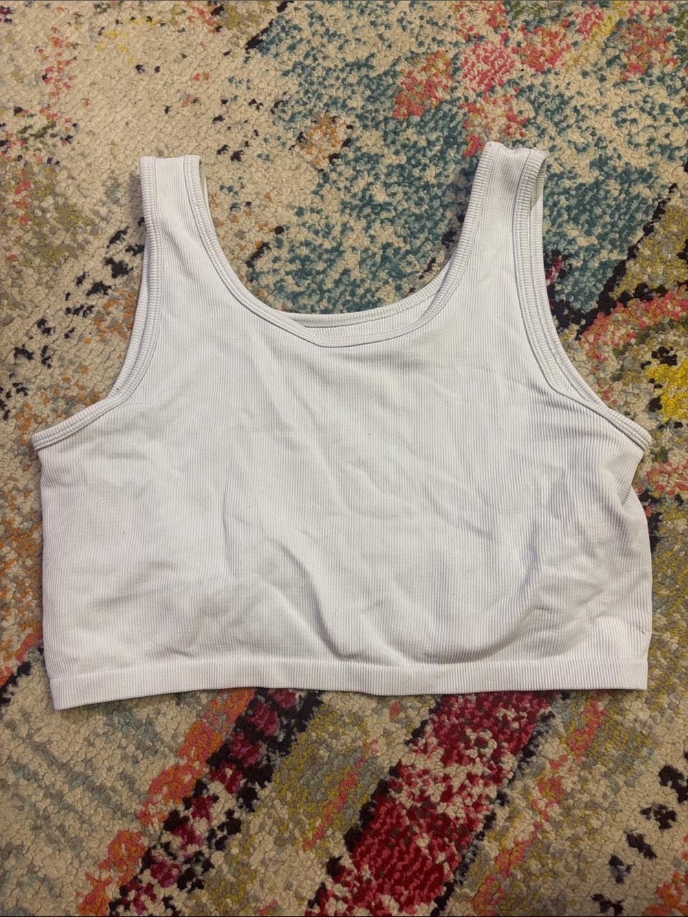 aerie White Ribbed Crop Tank Top
